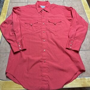 H Bar C Western Shirt Mens Large 16 32 Red‎ Long Sleeve Snap USA Rodeo Rancher